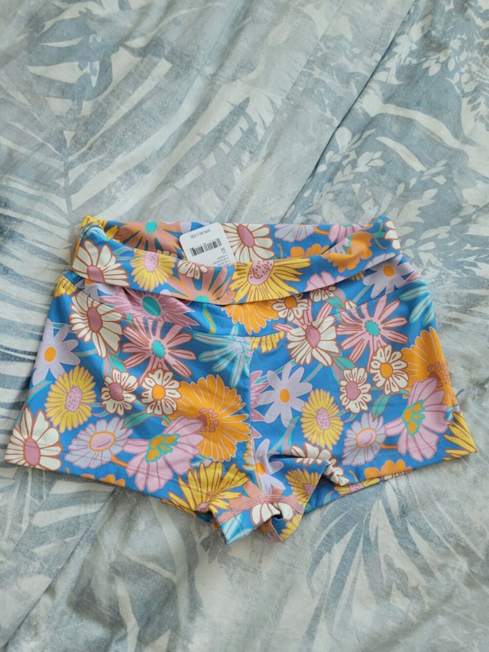 NWT MONTCE Micro High Waist Surf Bottoms Blue Motif Floral Size M - Picture 2 of 5